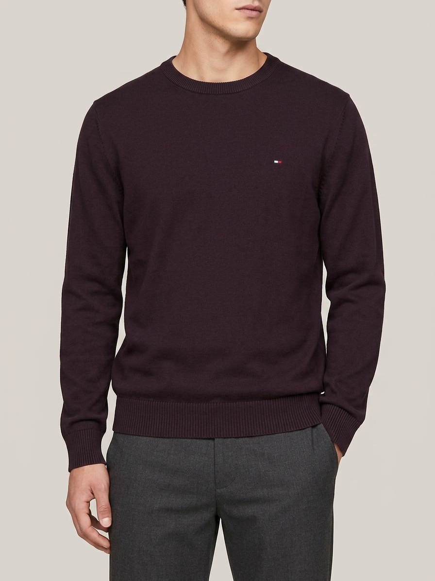 Tommy Hilfiger Premium Cotton Crew Neck Knit Sweater Brown Men's L