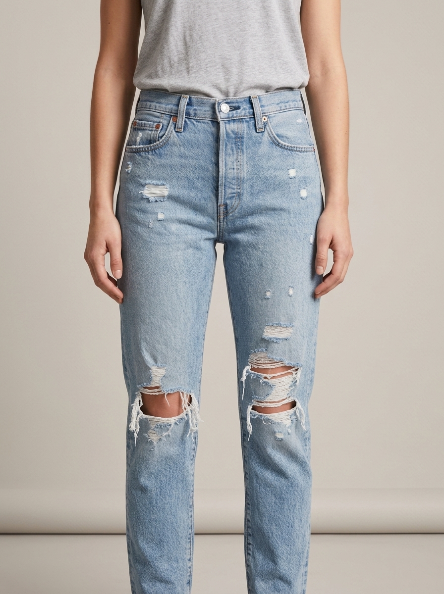 Levi’s  501 Jeans Light Wash Distressed Denim